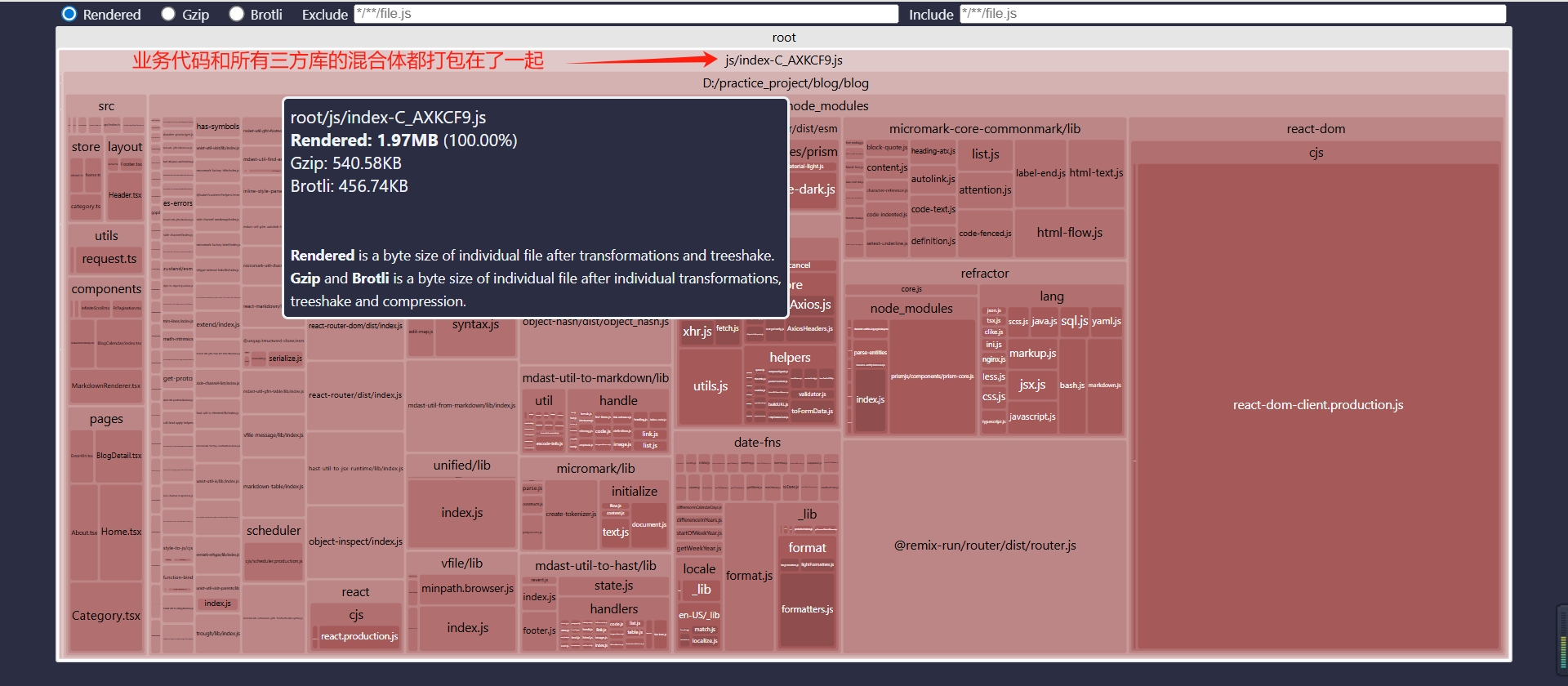 图示：优化前的打包报告 (默认Vite配置)
